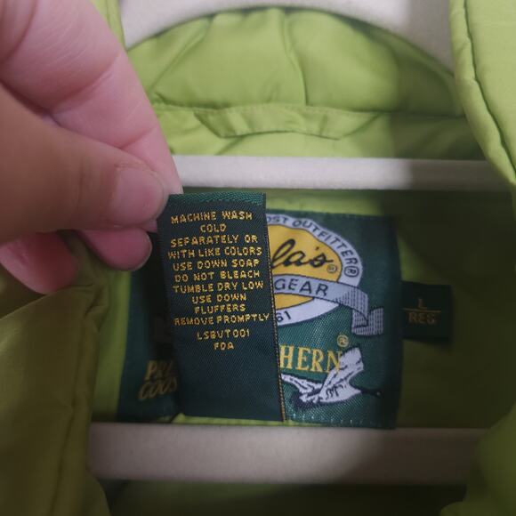 Cabela's Quilted Goose Down Puffer Vest in Lime Green Size L - Picture 8 of 9